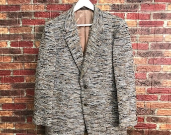 CHAQUETA JAPONESA DORADA Chaqueta de punto de tweed genuino Royal Tokyo Tweed Estilo Yohji Yamamoto Fabricada en Japón Talla M