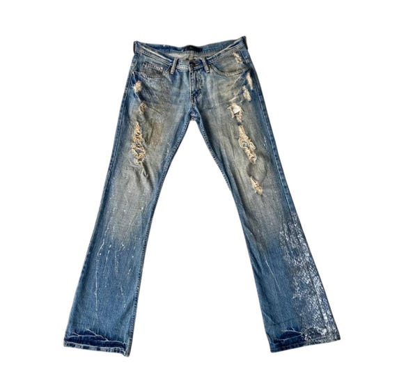 Vintage ARCHIVE Midas Japan Gimmick Mud-wash Distressed Flare