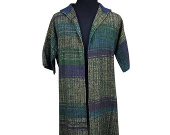 VINTAGE JAPANESE MINIMALIST Jacket Unbrand Wool Tweed Buttonless Shortsleeve Colorblock Yohji Yamamoto Style/Avant Garde Jacket/Men Jacket