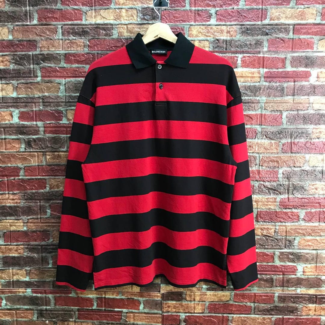RARE BALENCIAGA STRIPED Rugby Polo Shirt Balenciaga Prisoner