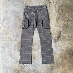 JAPANESE BRAND Skkone 31040 Cargo Prisoner Pant Pinstriped Checkered W29x30 Inch/LGB/Tornado Mart/Kmrii/Men Cargo Pant/Men Jeans/Unisex Jean