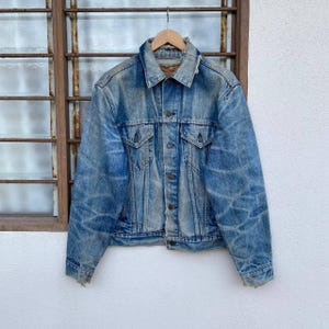 RARE BEAUTY LEVIS Denim Vintage Levis Denim Jacket 1980s Levis Trucker Type 3 Jacket Crazy Faded Honeycombs Clawmarks Distressed Levis Jean