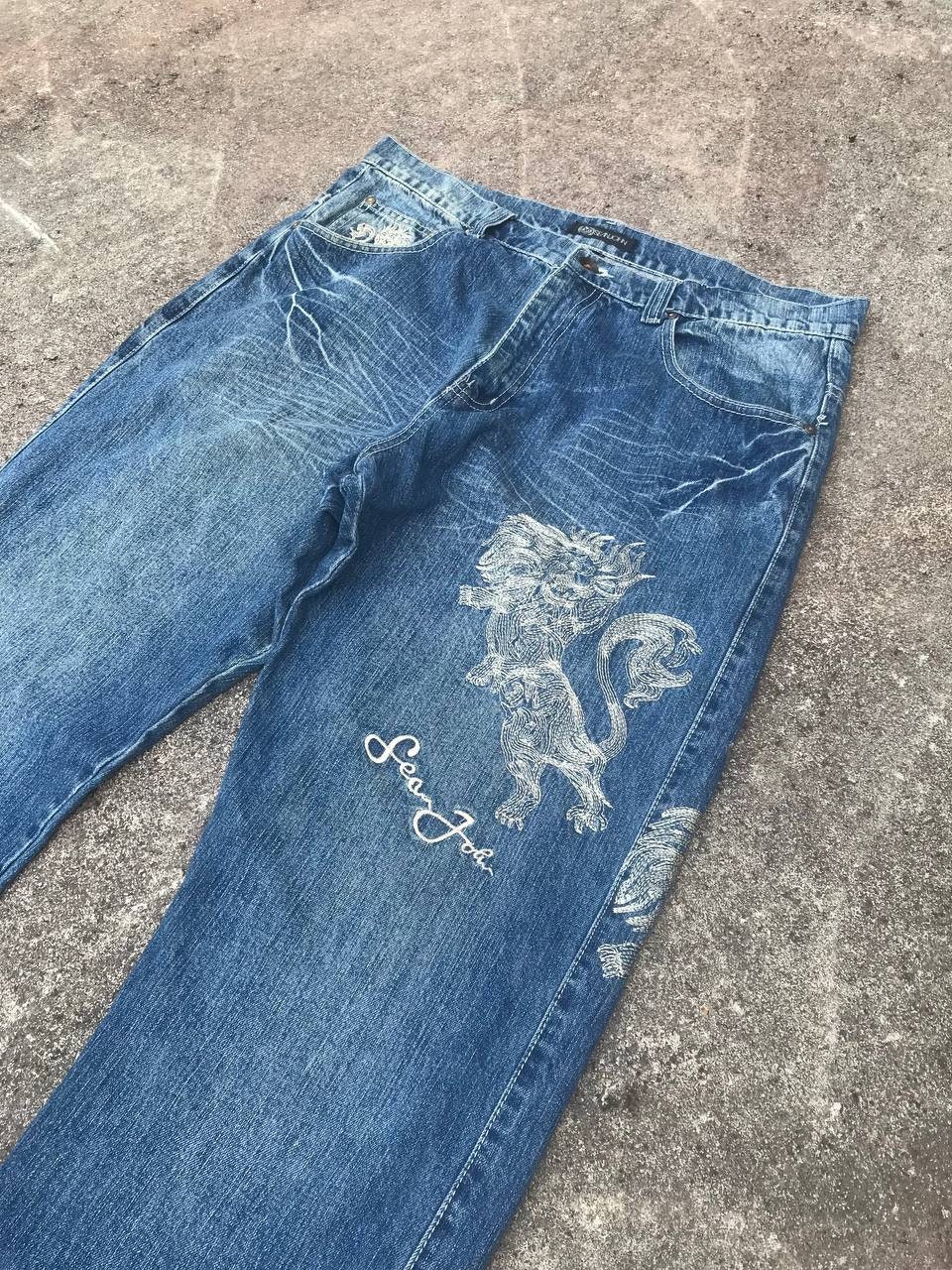 Rare Vintage Sean John Japan Jean JNCO Lion Embroidered Logo