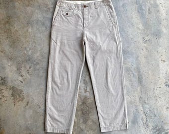 MARGARET HOWELL JAPAN Chinos Pant Cream Tan Straight Leg Button Fly W32x27" Etc Nigel Carbourn/Toyo enterprises/Sugar cane/Visvim