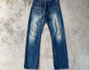 RYO ISHIKAWA Por VANQUISH Japón Tokio Denim desgastado Isamu Katayama Vaqueros rectos con lavado azul óxido/Vintage Jean/Kapital/Undercover Jean