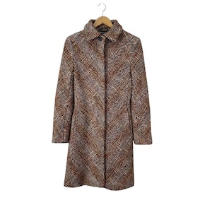 SPORTMAX MAX MARA Tweed Wool Lana Knitted Women Long Coat Made In Italy Size 36 image 1