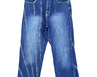 Jean baggy JNCO WIDE Akademiks Denim taille haute rayé Bones