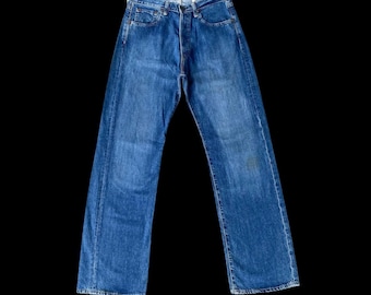 Vaqueros japoneses vintage 45RPM Monozukuri, lavado azul, cierre de botones, inspirados en Kiro Hirata, ancho 30x31"/Jeans azules japoneses/Vintage Denim/Kapital Denim/