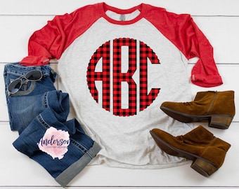 Camisa de monograma a cuadros de búfalo ~ Camisa de monograma a cuadros de búfalo personalizada ~ Camisa de monograma ~ Camisa de monograma a cuadros de búfalo personalizada