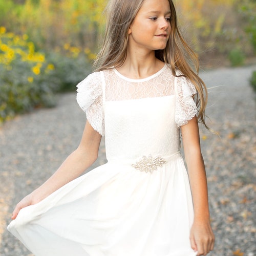 Ivory Flower Girl Dress White Lace Flower Girl Dress Etsy Australia