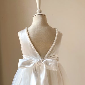 Flower girl dress, Lace Flower Girl Dress, Ivory White Lace Flower girl Dress, Rustic Boho Lace Tulle flower girl dress, Communion dress