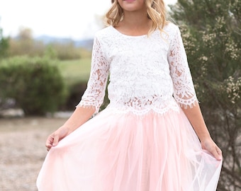 Bohemian Boho Lace Flower Girl Top Tulle skirt, Flower girl Lace Top, Tulle skirt Lace Top Flower girl , Flower Girl Skirt, Boho Flower Girl