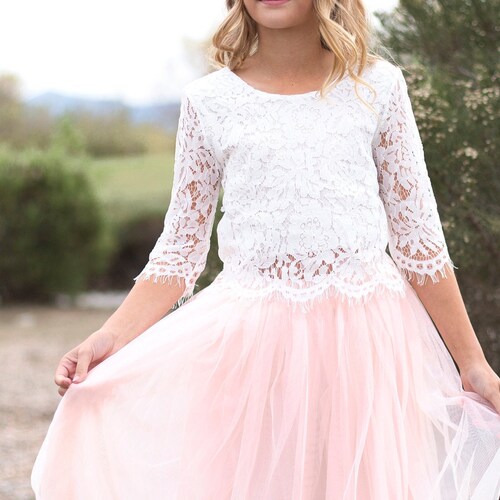 Sage Bohemian Boho Lace Flower Girl Top Tulle Skirt Flower Etsy