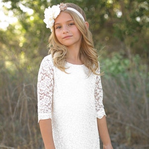 Flower girl dress, Lace flower girl dress, Bohemian lace dress, Rustic Lace dress, White Boho flower girl dress, Ivory Rustic flower girl
