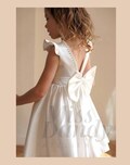 Satin Flower girl dress, Ivory V-Back Knee Length Satin Big Bow, Girls Satin dress, Ivory White satin dress, Pearl Baby Girl Wedding Dress product logo