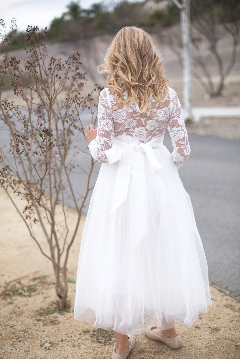 Long Sleeve Flower Girl Dress Bohemian Boho Flower Girl Etsy