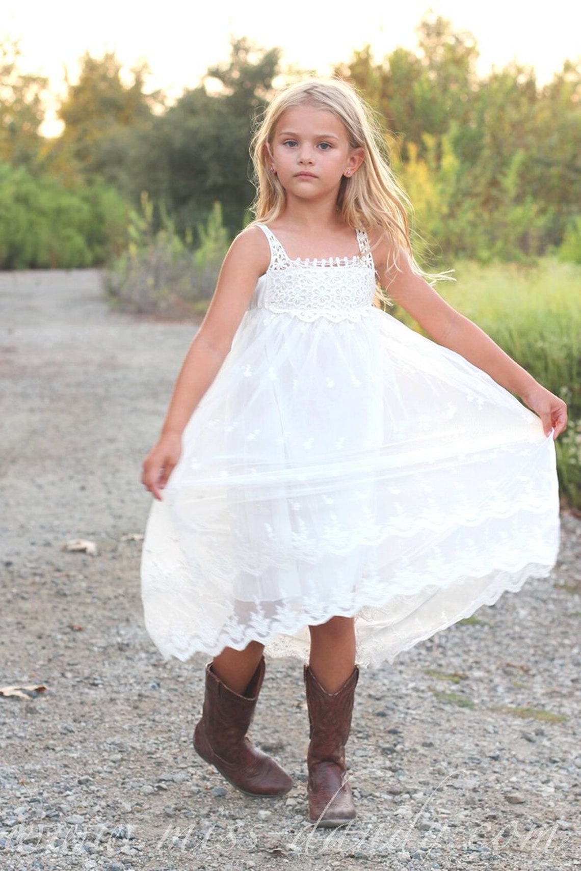 Flower Girl Dressflower Girl Lace Dress White Lace Girl | Etsy