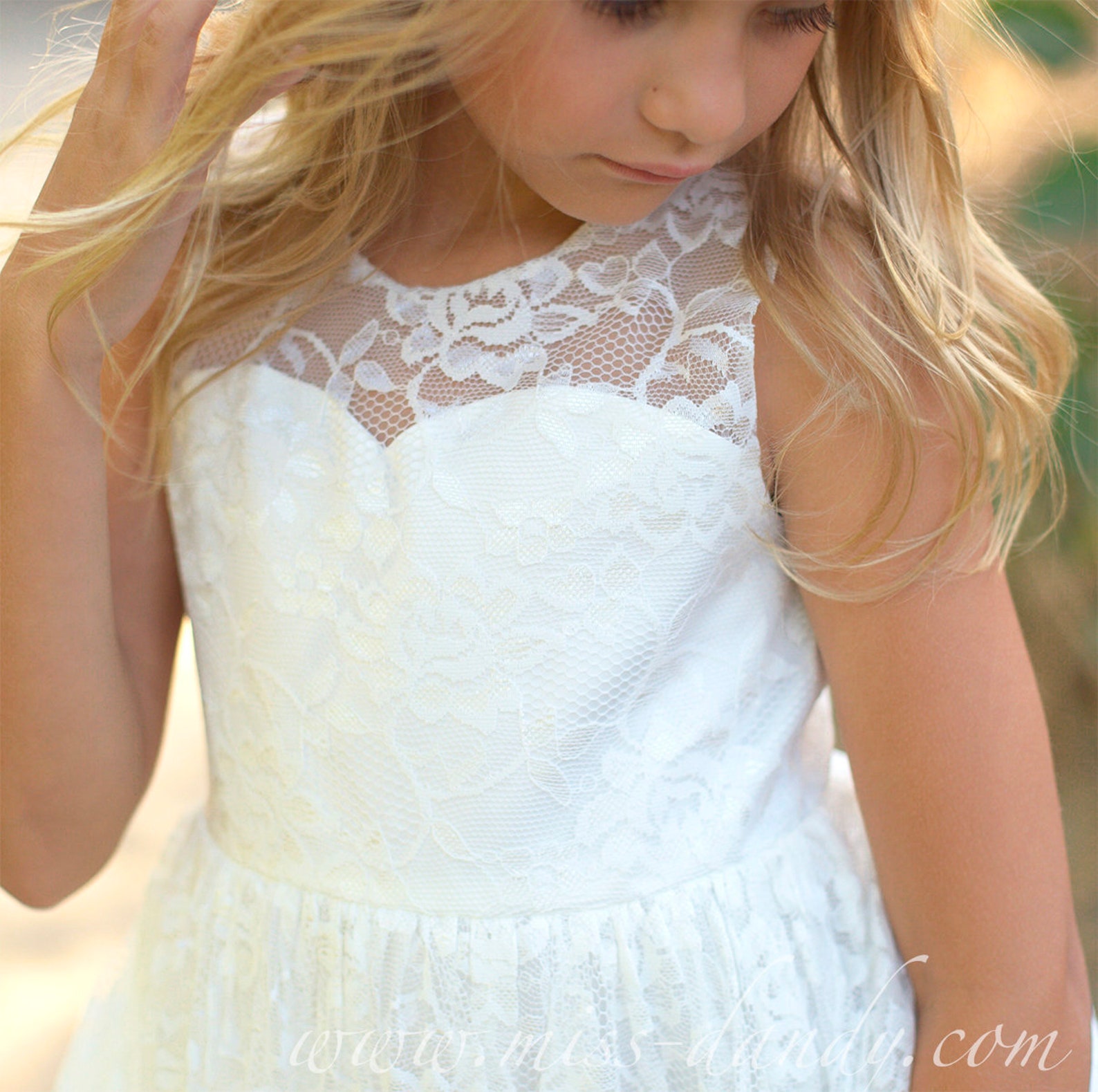 Open Back Flower Girl Dresswhite Lace Flower Girl Etsy