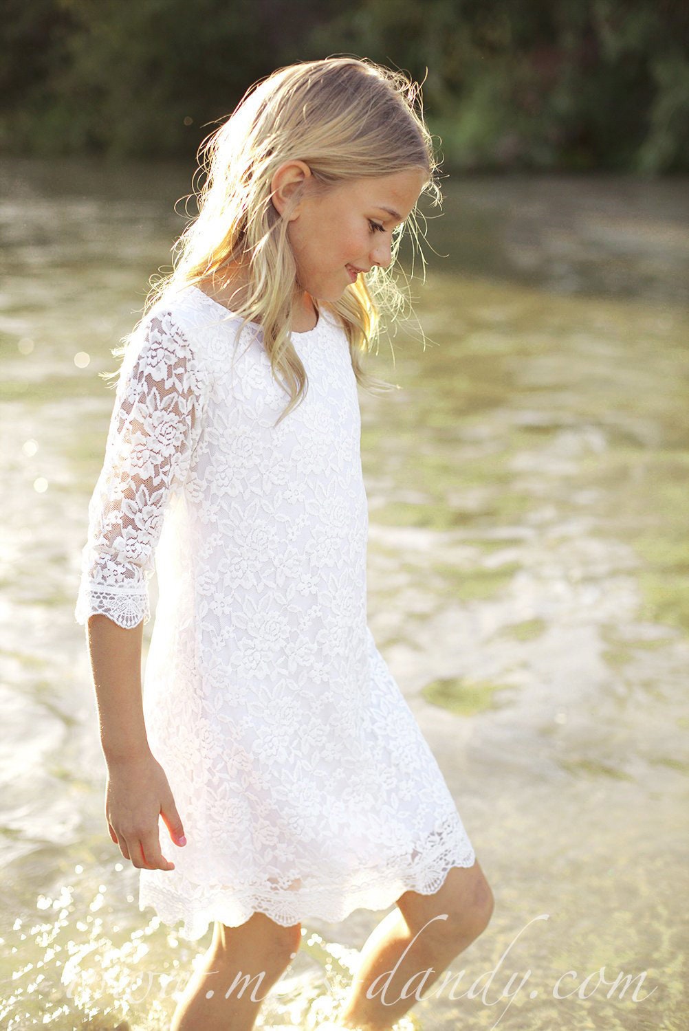 Flower girl dress, White Ivory Lace flower girl dress, Bohemian lace ...