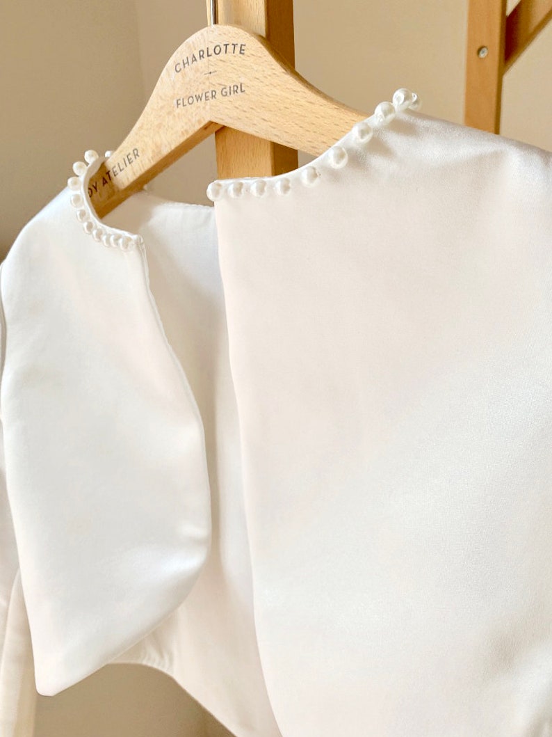 Flower Girl Bolero, Communion Bolero, White Ivory SATIN Girl Bolero