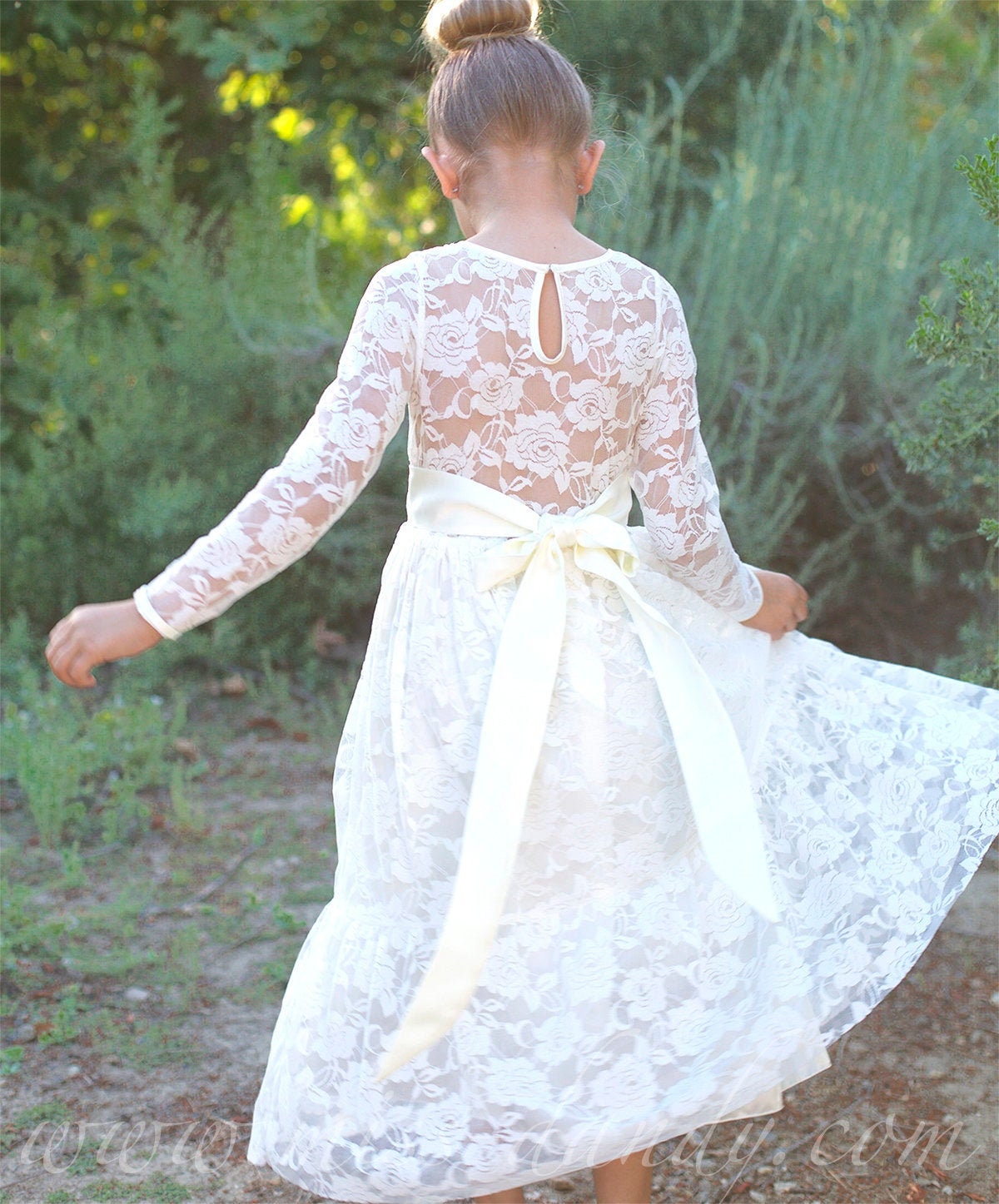 Bohemian Lace Flower girl dress Ivory White Boho flower girl Etsy