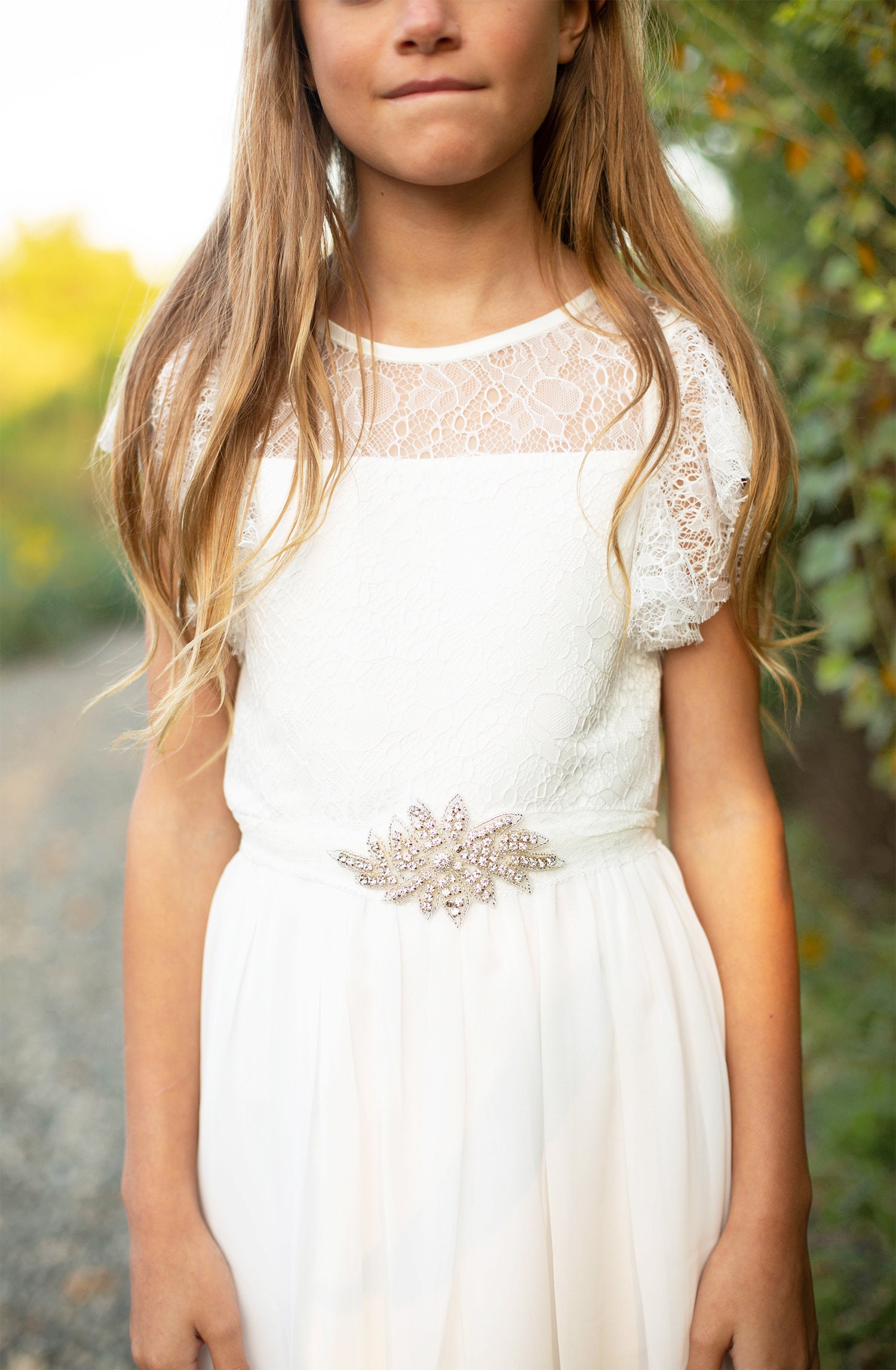 White Flower Girl Dress White Lace & Chiffon Flower Girl Etsy