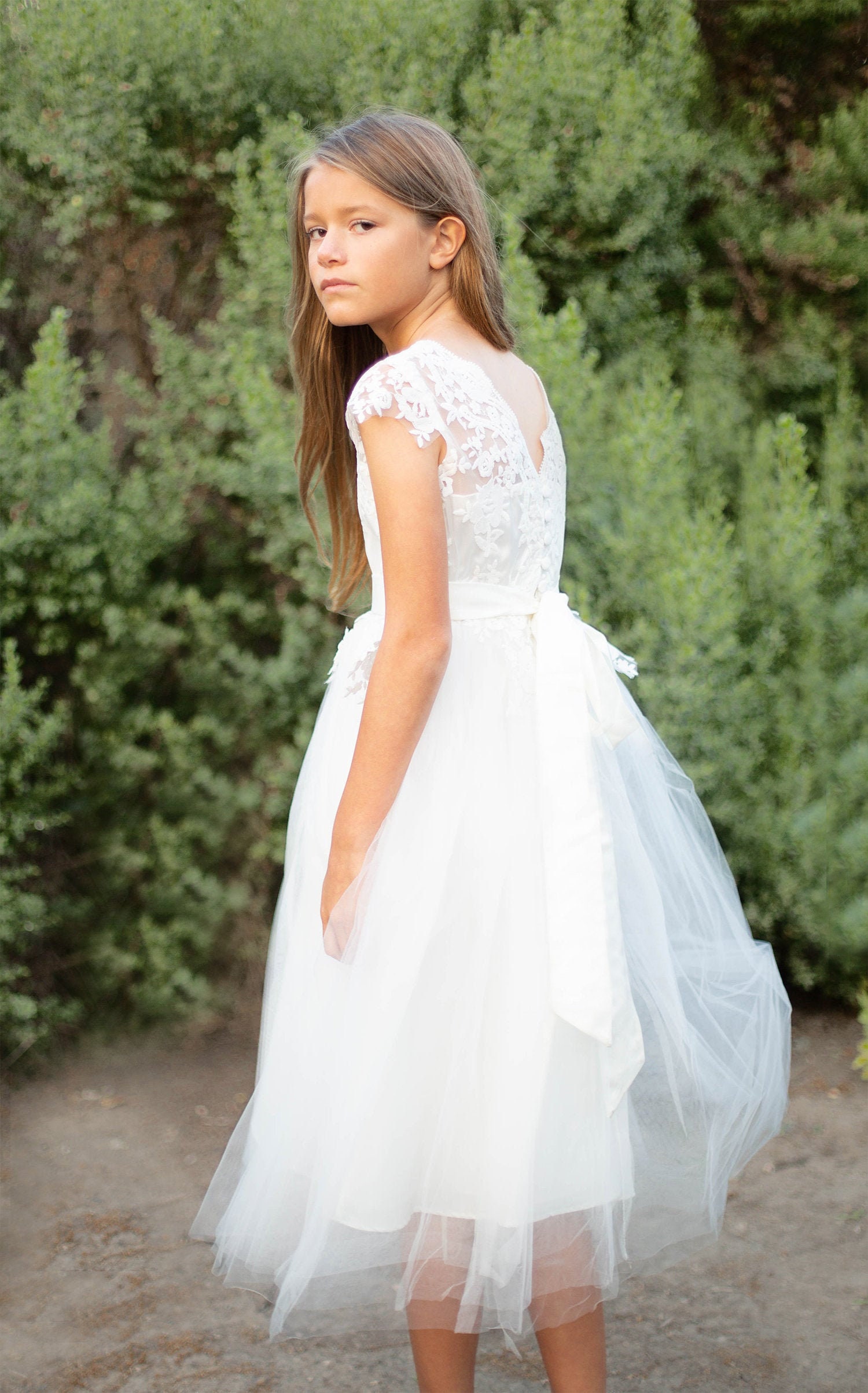 Flower girl dress, Lace Flower Girl Dress, Ivory White Lace Flower girl