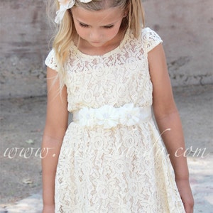 Champagne Ivory Rustic Flower Girl Dress Ivory Cream Lace - Etsy