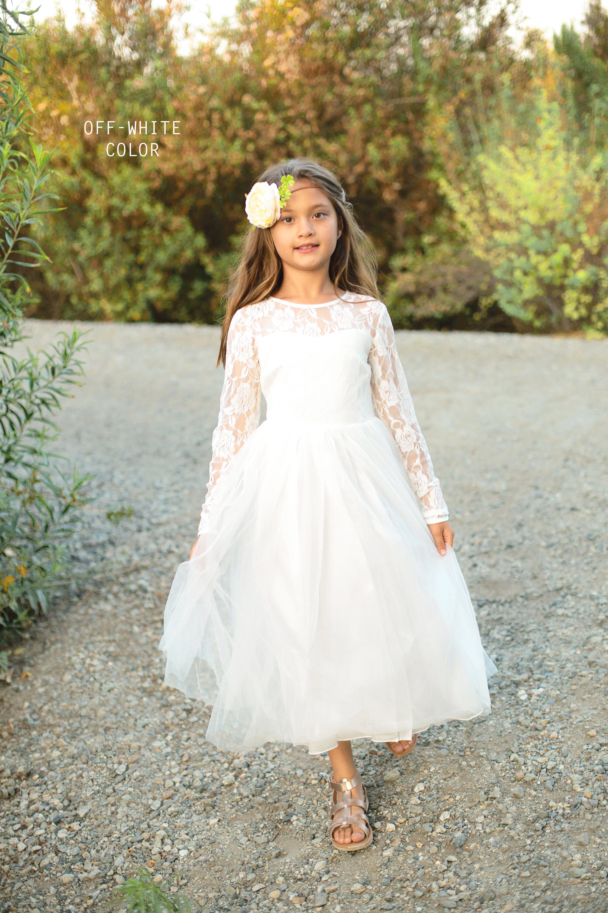 Long Sleeve Flower Girl Dress Bohemian ...