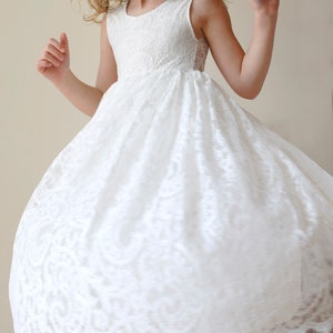 Robe de fille de fleur de Boho Boho, robe de fille de tulle de dentelle blanche, robe de fille de fleur de dentelle, robe de fille de fleur rustique, robe de communion, robe Bella image 8