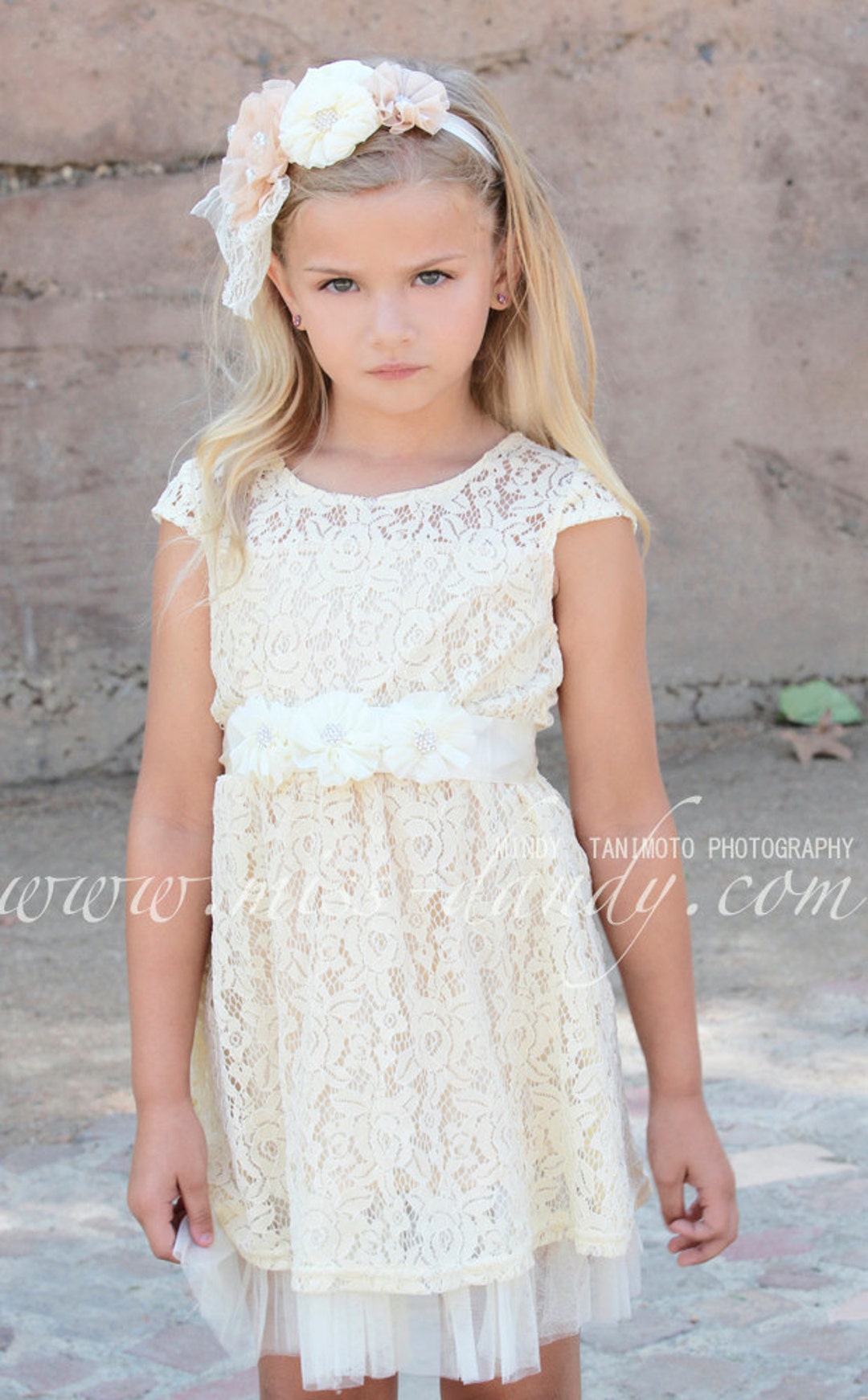 Champagne Ivory Rustic Flower Girl Dress Ivory Cream Lace - Etsy