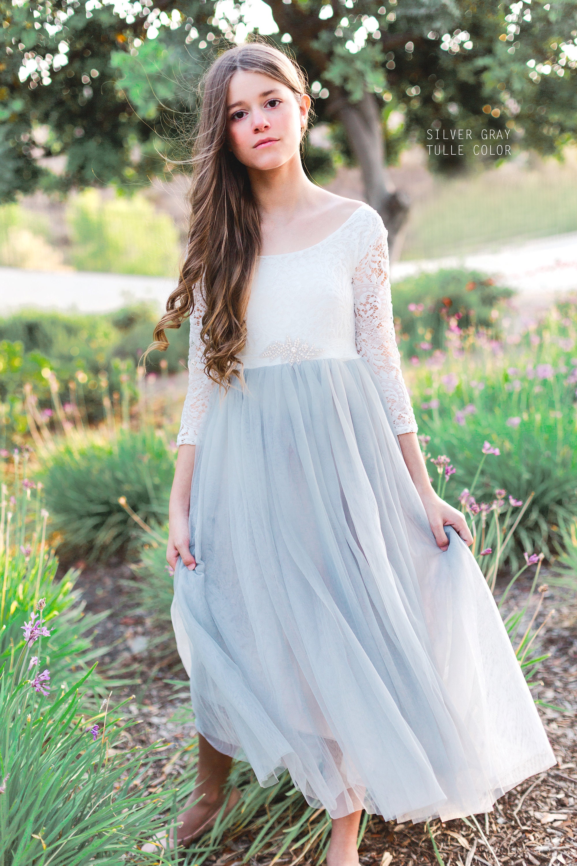 Bohemian Boho Flower girl dress White Lace Tulle Girl Dress Etsy