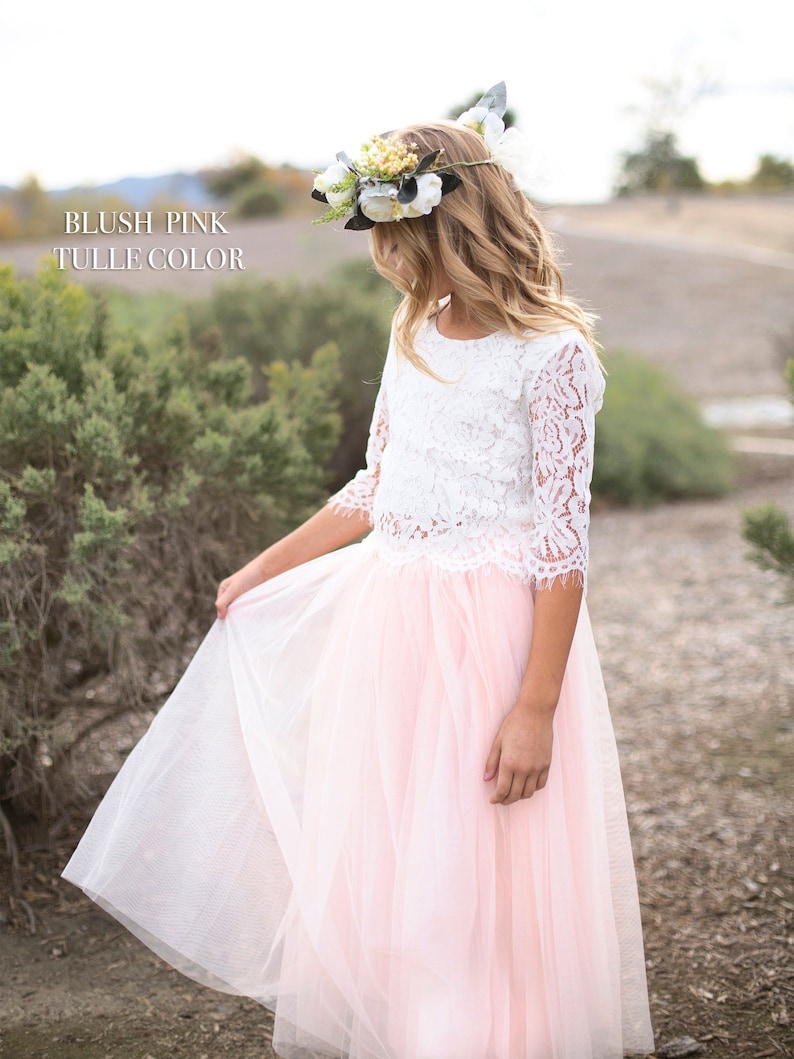 Lace Flower Girl Top & Tulle Skirt Flower Girl Lace Top Etsy