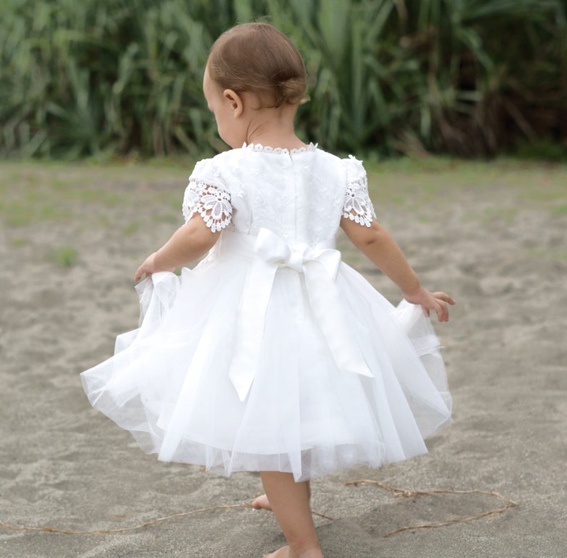 Vestido de bautismo para niña, Vestido de encaje para niños pequeños, Vestido de bautismo de encaje, Vestido de bautizo para niña, Vestido de primera comunión imagen 5