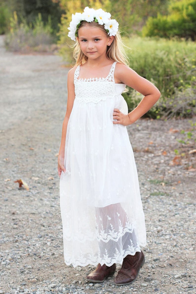 Flower Girl Dressflower Girl Lace Dress White Lace Girl - Etsy