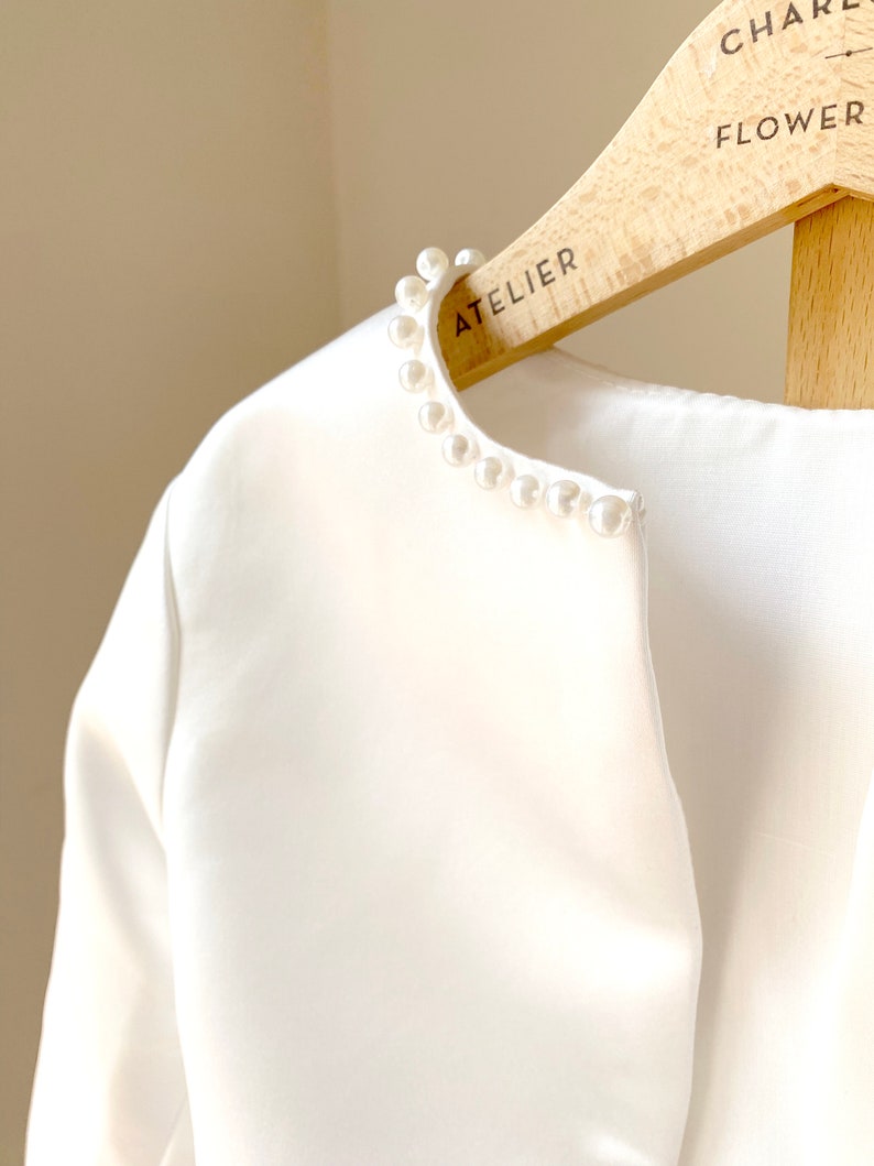 Flower Girl Bolero, Communion Bolero, White Ivory SATIN Girl Bolero