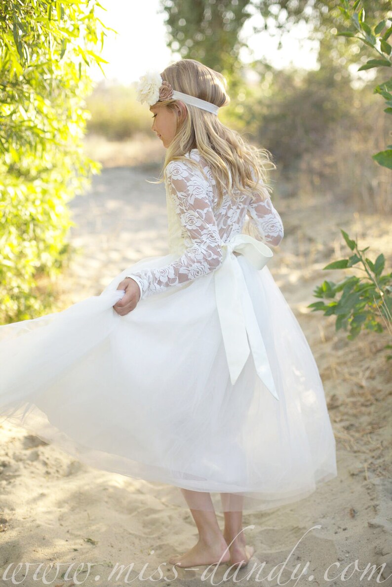 Long Sleeve Flower Girl Dress Bohemian Boho Flower Girl Etsy UK