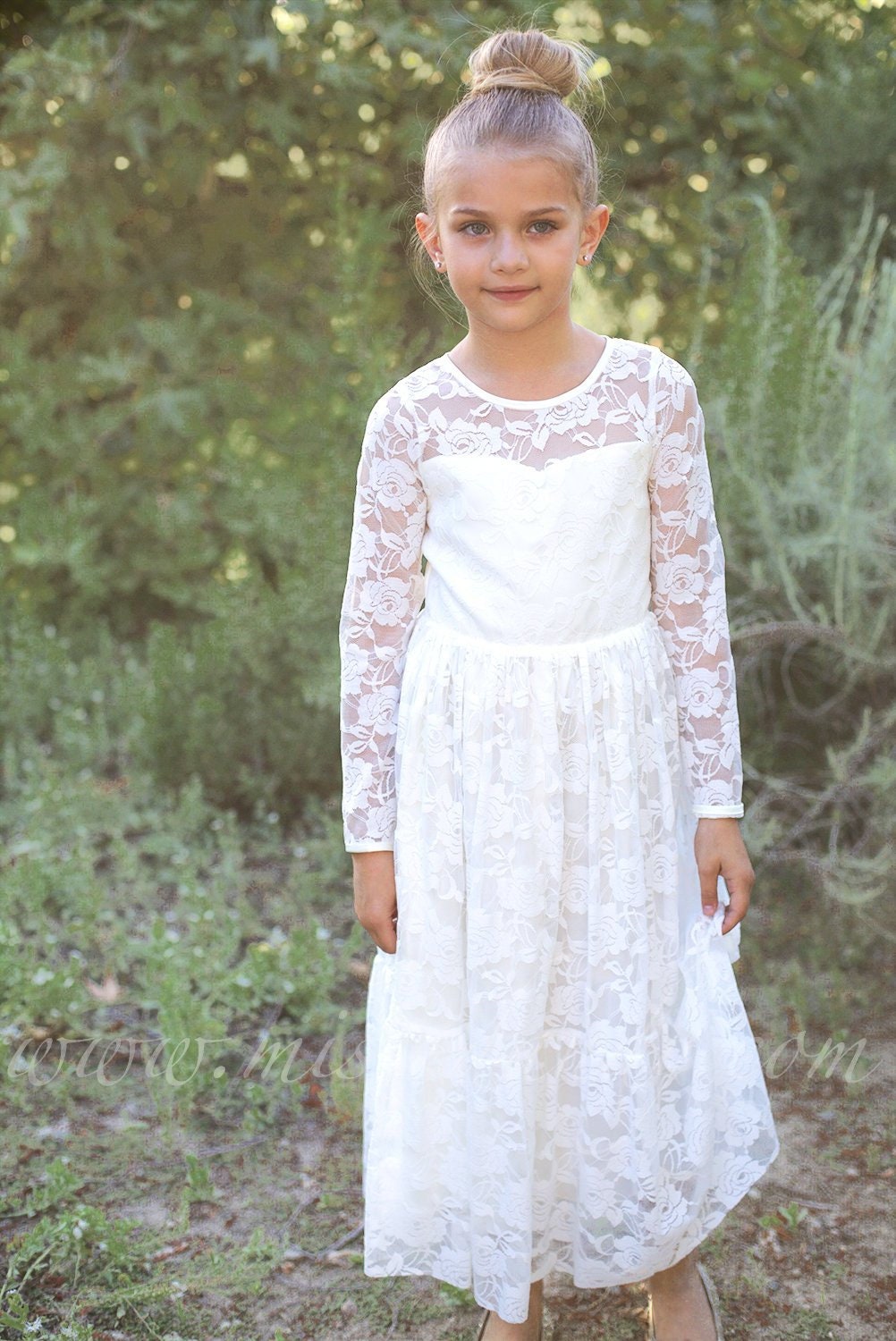 Bohemian Lace Flower girl dress Ivory White Boho flower girl Etsy