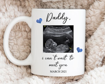 2024 baby announcement gifts, gifts for new dad, new dad mug, ultrasound gifts, ultrasound art, custom dad mugs