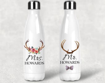 Set of (2) Couple Insulated Water Bottles, Swell-Inspired, Tumblers, Swell Bridesmaid, Wedding Tumblers, Wedding Gifts, For the Couple,