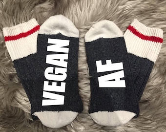 Vegan AF, Custom Sock, Bring a me glass of wine, If you can read this, Valentines Gifts, Valentines Day, Funny gifts, Xmas socks