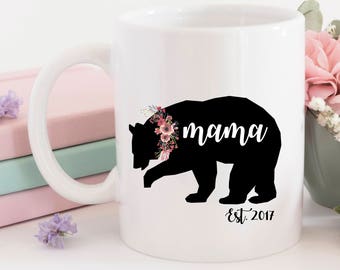 One single (1) Sublimation Mama Bear mug, mother's day, soon to be mom, mom gift, x-mas gift, christmas mug, funny mug, customization mug