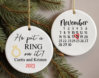 Personalized 2023 xmas Ornament, Christmas Ornament, Engaged, Christmas Gift, Couples Gift, Custom Xmas ornament, Ceramic Ornament, Special