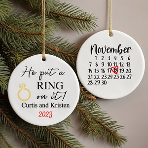 Personalized 2023 xmas Ornament, Christmas Ornament, Engaged, Christmas Gift, Couples Gift, Custom Xmas ornament, Ceramic Ornament, Special