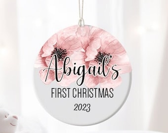 Baby's first xmas, first Christmas, Christmas ornament, Xmas Ornament, Custom Ornament, Personalised Ornament, Baby Girl First,