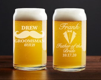 Engraved Beer Glass, Soda Can style Glass, Coke style Glass, Groomsman Gift, Best man Gift, Groom Gift, Custom Glasses