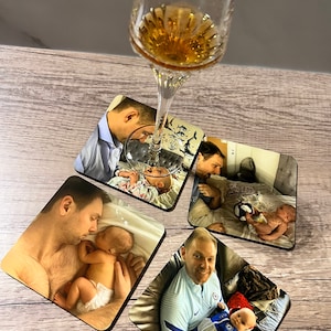 Sous-bocks photo, cadeaux pour la fête des pères, sous-bocks, cadeaux pour papa, cadeaux pour lui, sous-bocks en liège, sous-bocks personnalisés, cadeaux de pendaison de crémaillère