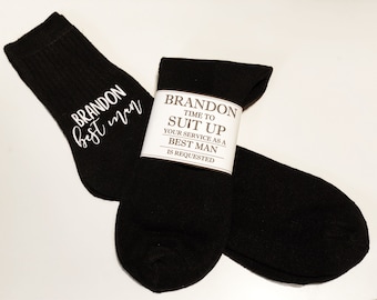 Personalised Socks with Cardstock LABEL, Groomsman socks, best man socks, groom socks, cold feet, gifts for him, custom sock, groomsmen