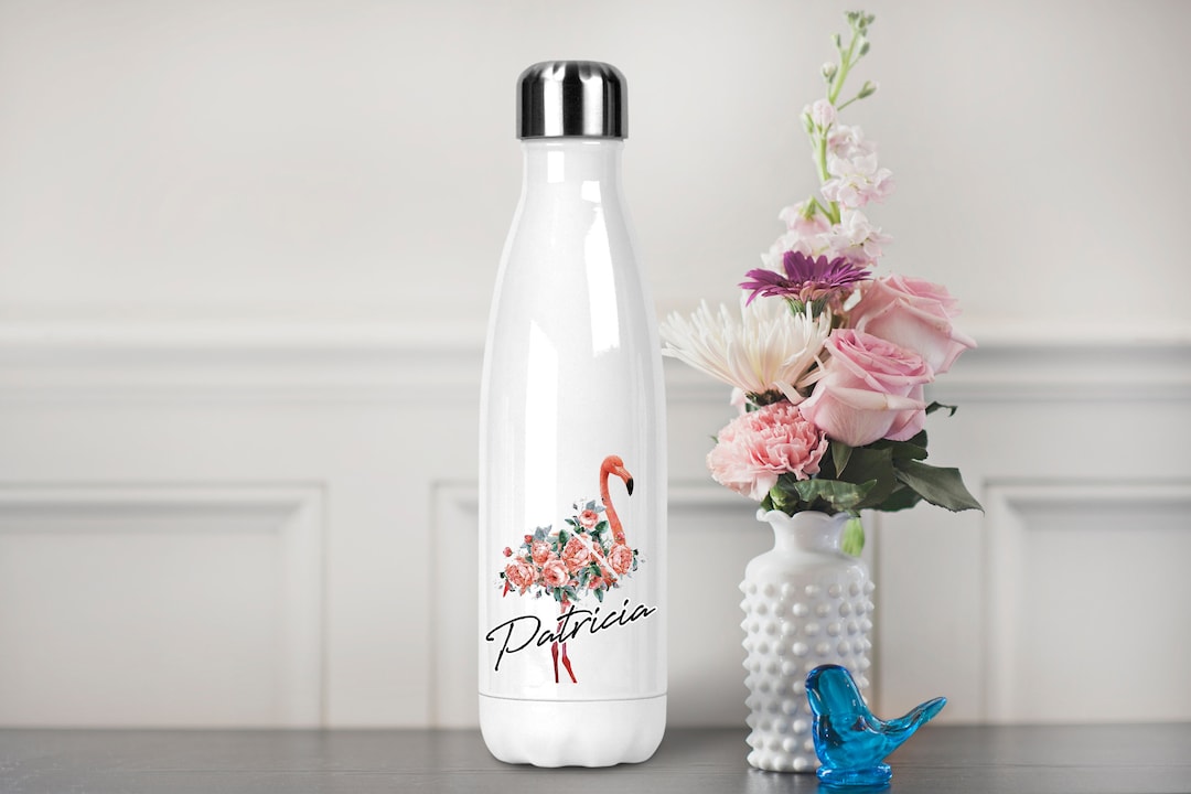 Personalized Flamingo Stainless Steel Water Bottle, Vacuum Sealed ...