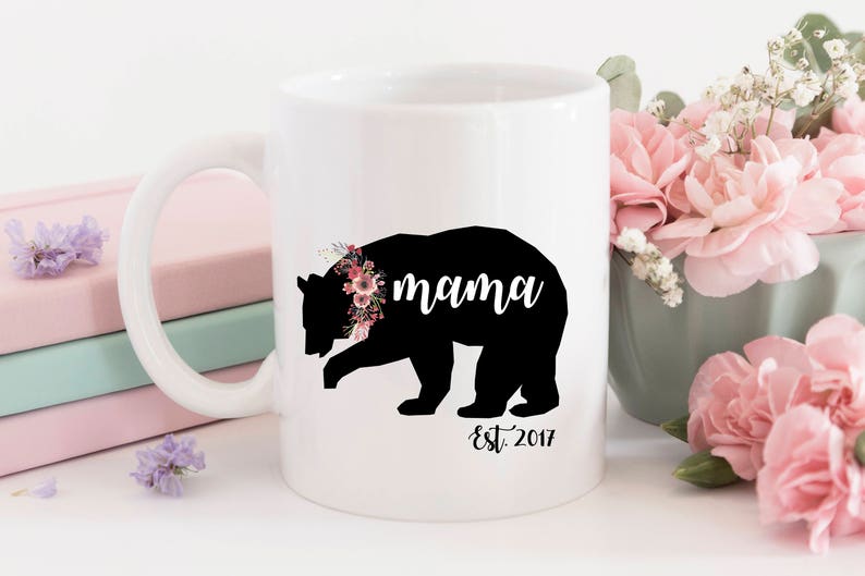 One single 1 Sublimation Mama Bear mug, mother's day, soon to be mom, mom gift, x-mas gift, christmas mug, funny mug, customization mug image 1